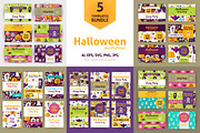 Halloween Flat Vector Invitations, a Card Template by Anna_leni (Thumbnail 1 of 6)