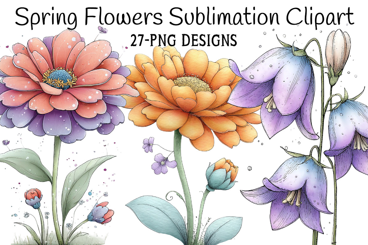 Spring Flowers Sublimation Clipart, an Illustration by Daily.Designs (Photo 1 of 7)