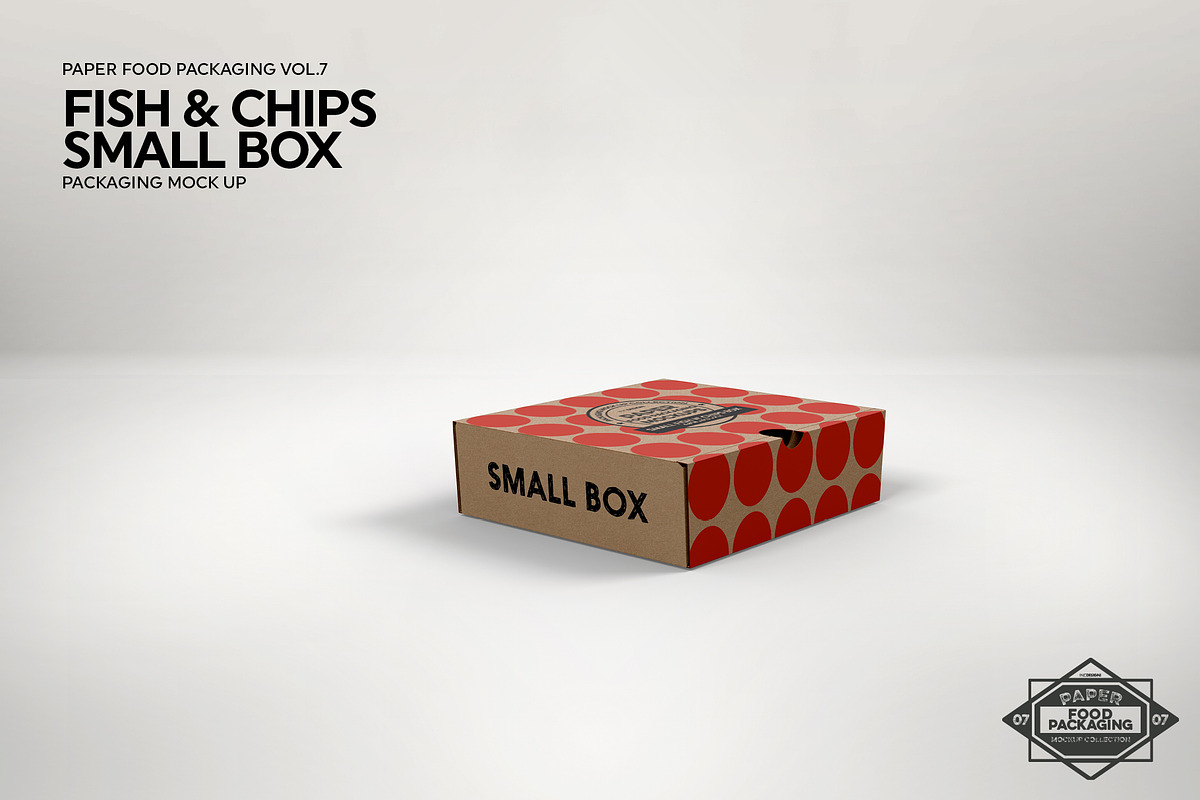 Small Fish and Chips Box Mockup, a Packaging Mockup by INCDesign (Photo 4 of 6)