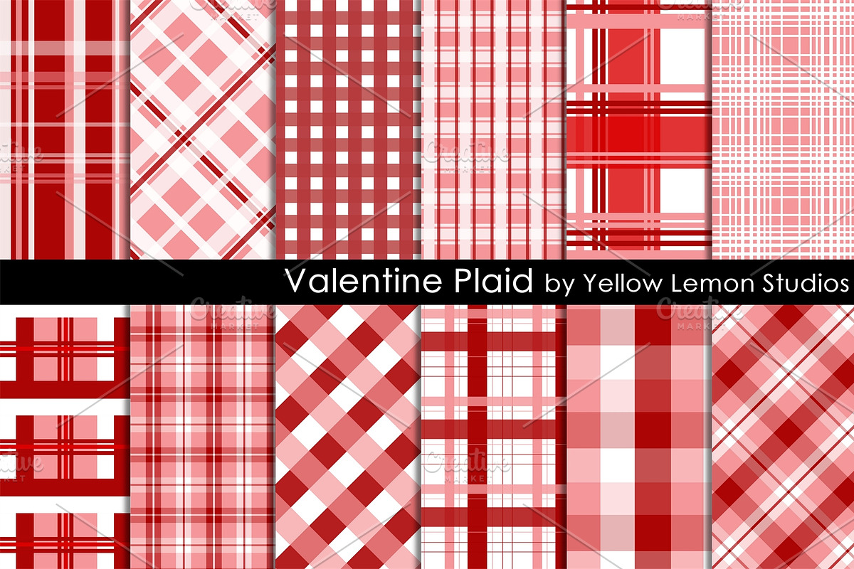 Pink and Red Valentine Plaid, a Texture Graphic by Yellow Lemon Studios