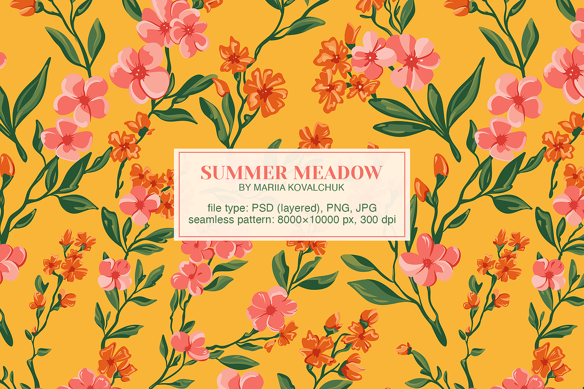 Summer Seamless Floral Pattern, a Pattern Graphic by Mariia Kovalchuk (Photo 2 of 12)