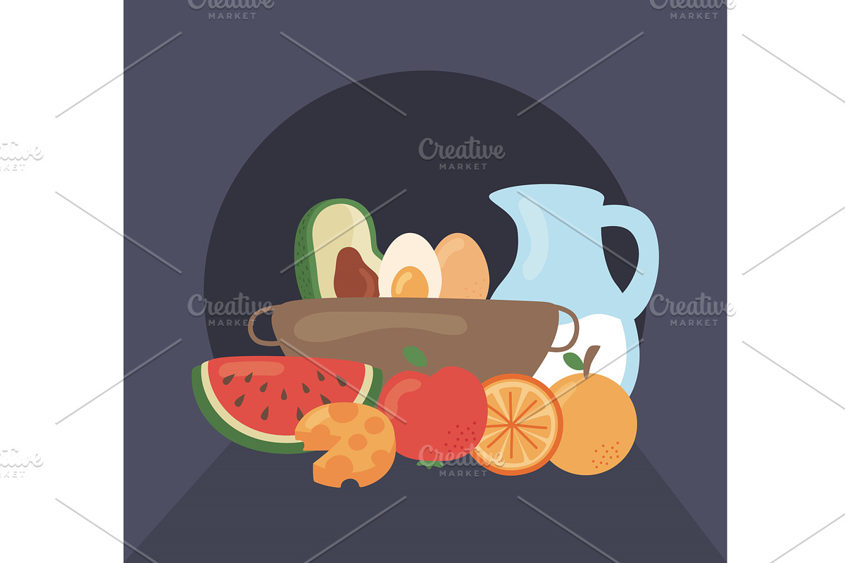 food and utensils scene, a Food Illustration by studiogstock