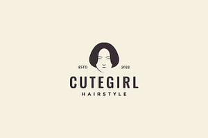 Face Women With Bob Haircut Logo