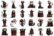 Quirky Christmas Cats Clipart, an Illustration by Libby Wishes (Thumbnail 7 of 7)