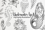 Underwater life set clipart, an Illustration by Gennadi Digital Studio (Thumbnail 1 of 6)