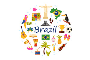 Brazilian culture elements and, an Object Illustration by Flashvector