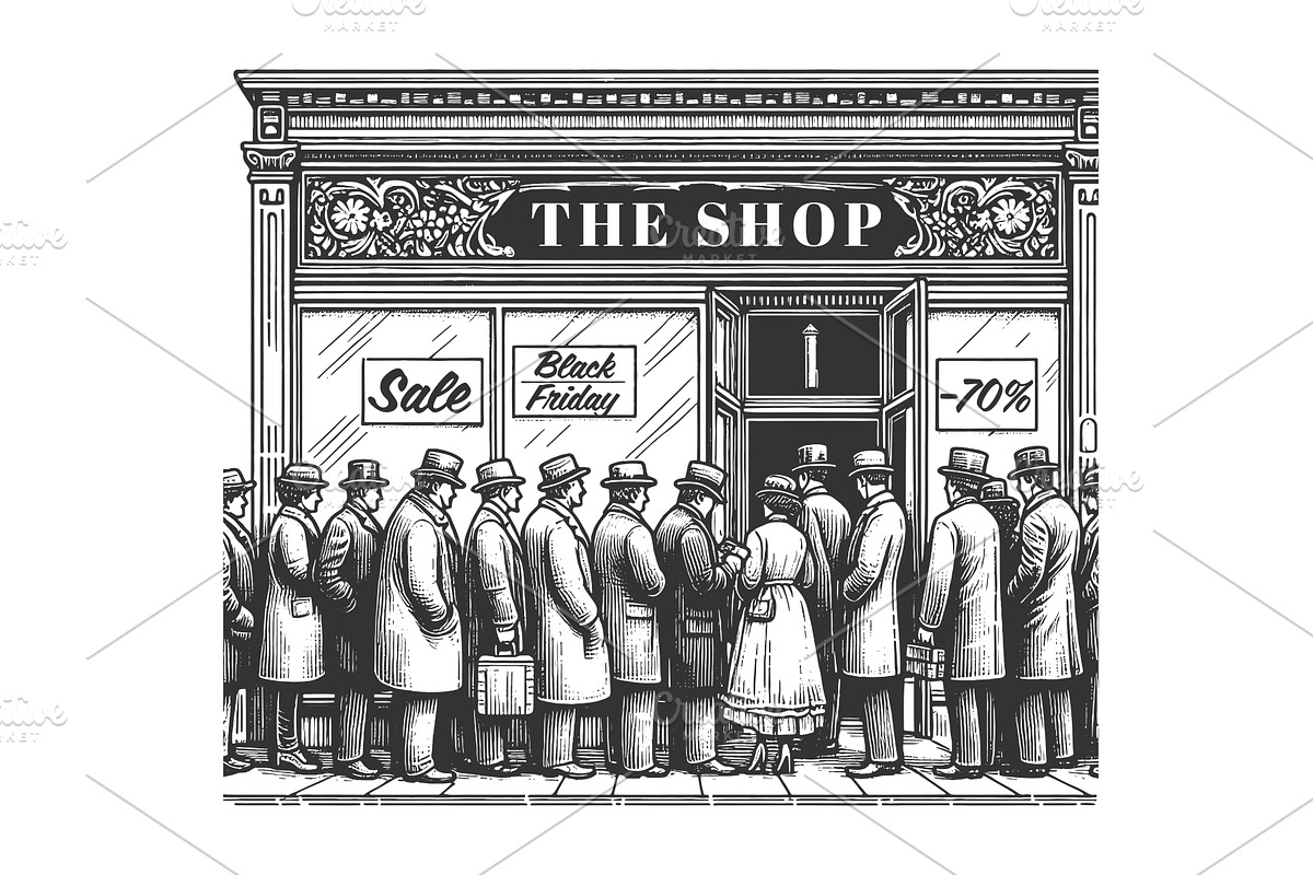 Black Friday Shopping Queue, a Finance Illustration by AlexArt