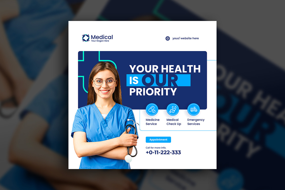 Healthcare medical social media post, a Social Media Template by Tanmoy Topu (Photo 2 of 11)