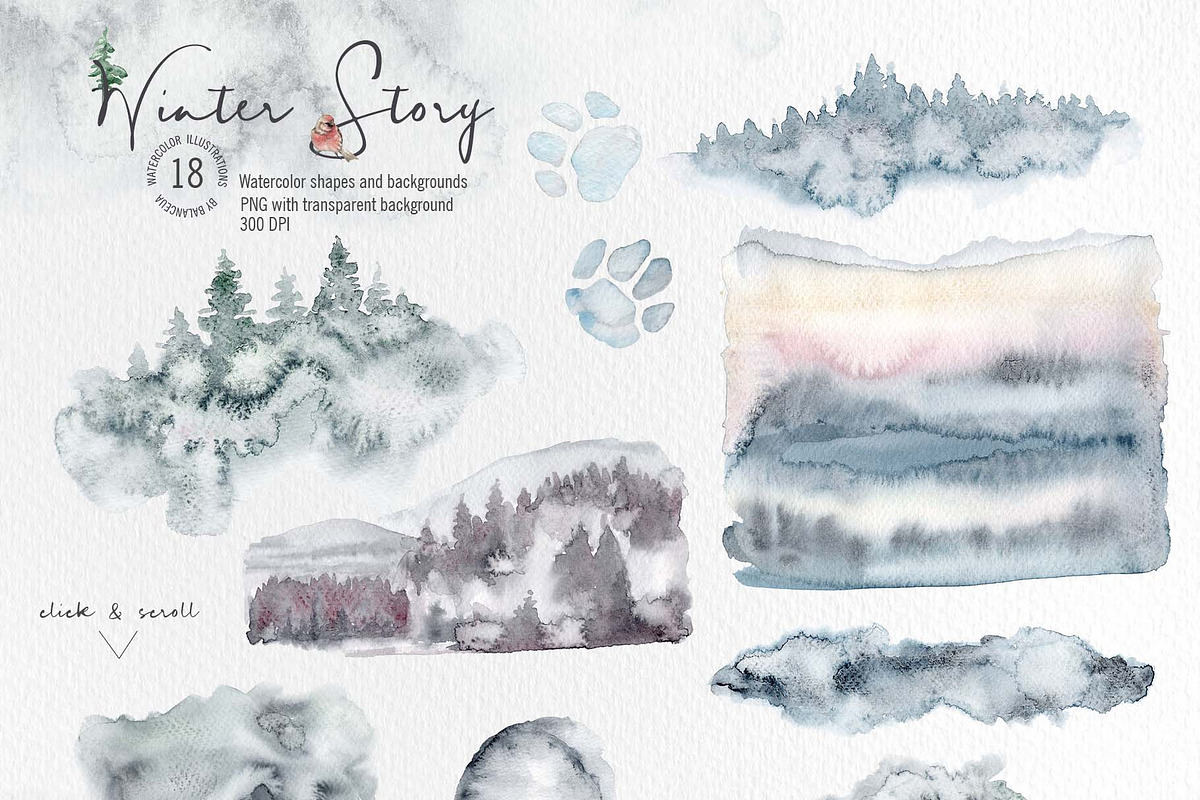 Winter Story Watercolor Clipart, an Animal Illustration by BalanceUA (Photo 12 of 13)