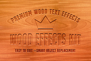 Word With Wooden Text & Shape Effect