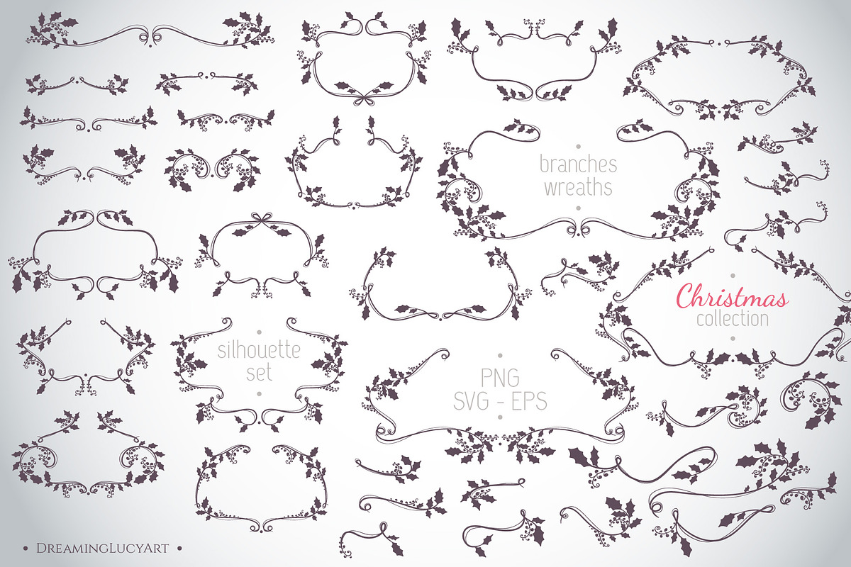 Classical Holly Christmas elements, a Decorative Illustration by Dreaming_Lucy (Photo 3 of 3)