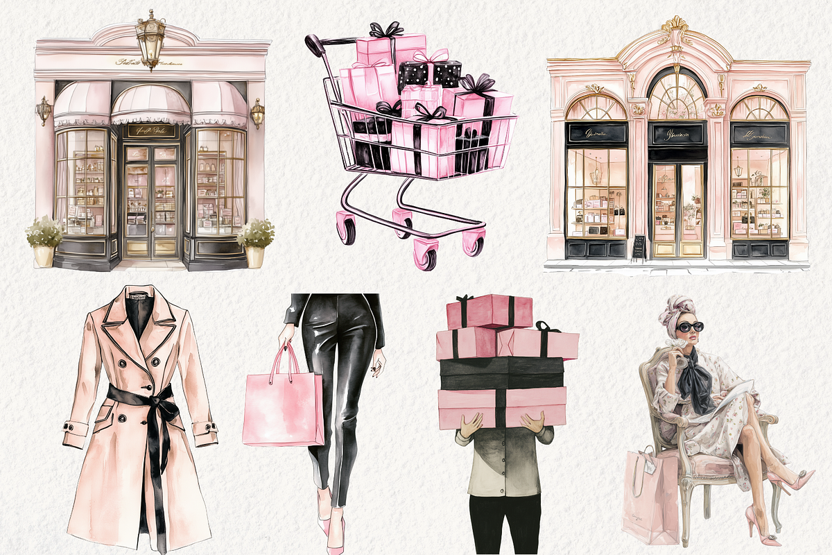 Black Friday's Black & Pink Clipart, an Illustration by NadiaTheronArt (Photo 4 of 5)