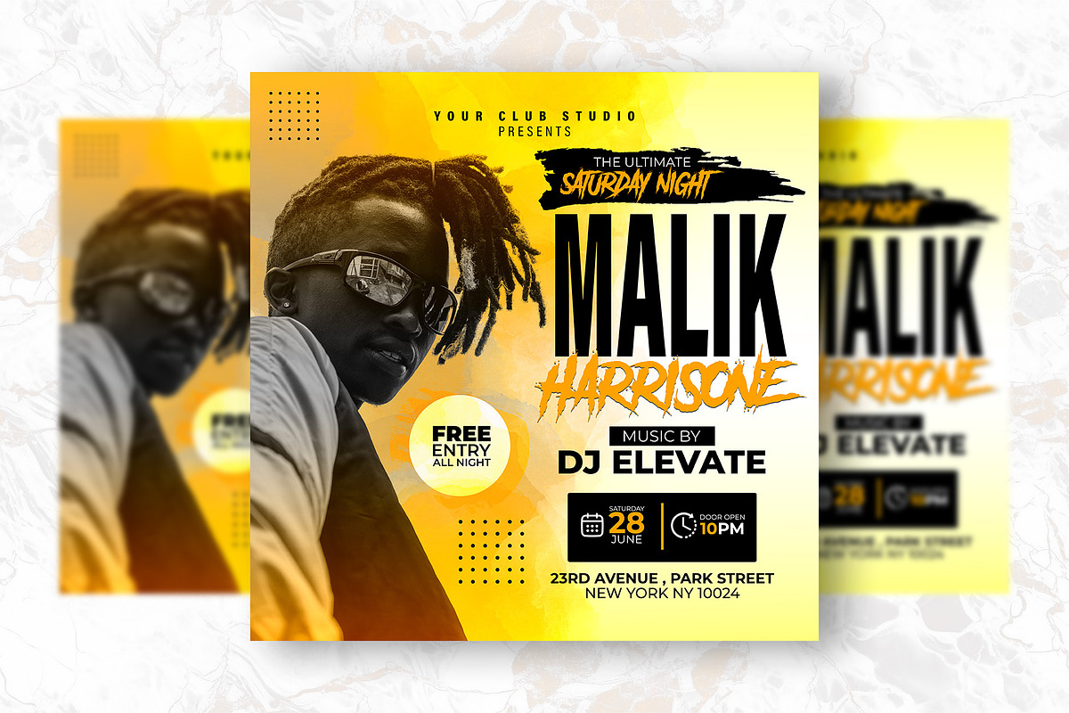 DJ Party PSD Flyer Design, a Flyer Template by Shajib Shikder (Photo 2 of 2)
