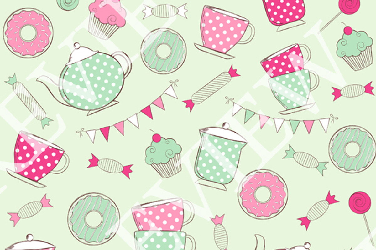 Tea Time Digital Paper preview 3