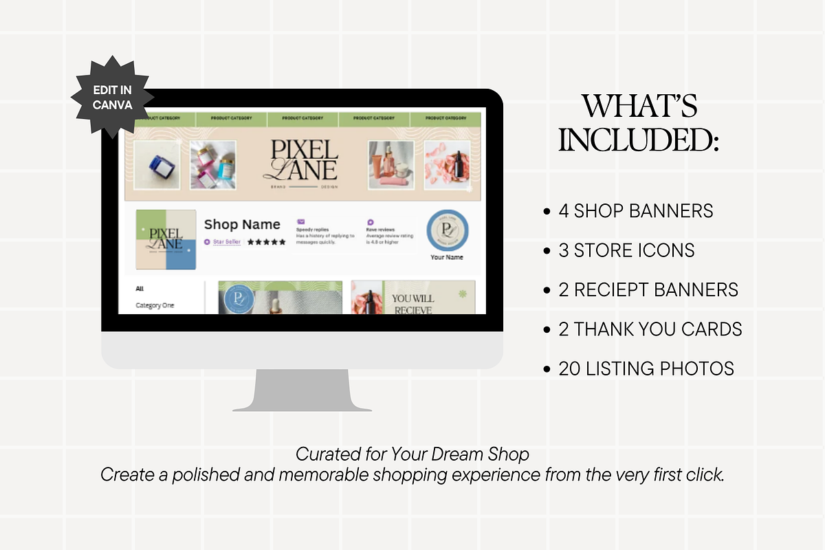 Khaki Etsy Shop Kit Template, a Branding & Logo Template by Anna Design Studio (Photo 2 of 8)