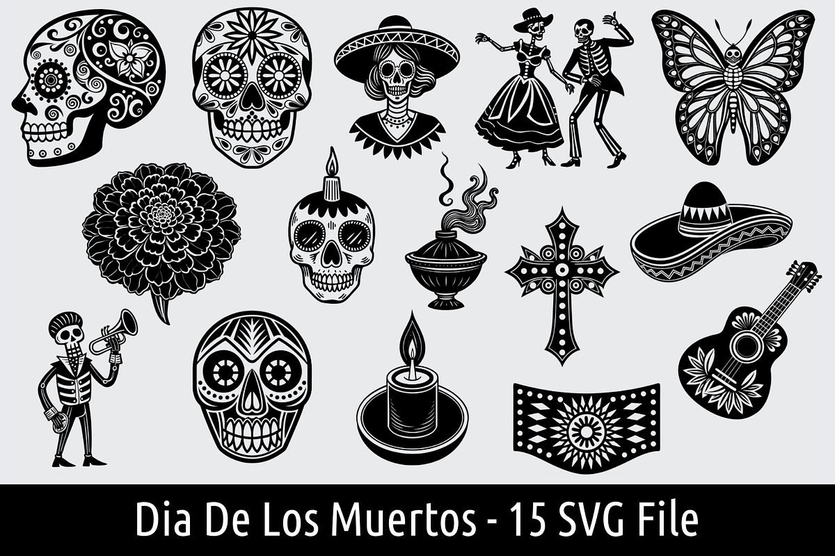 Dia De Los Muertos, 15 SVG Cliparts, an Object Graphic by Palleon