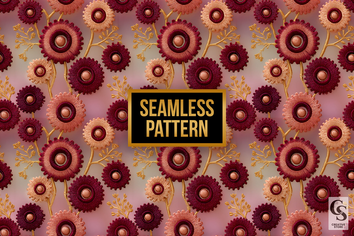 Gear Floral Embroidery Pattern, a Pattern Graphic by Creative Store (Photo 4 of 5)