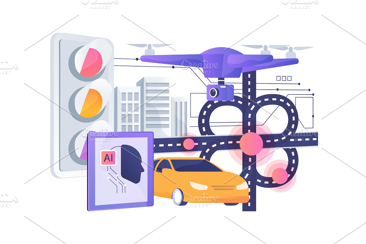 AI Traffic Control Drones abstract, a Technology Illustration by Visual Generation