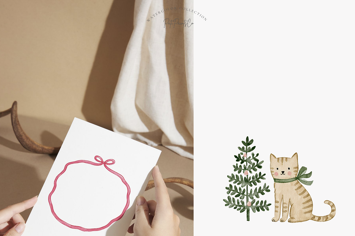 Christmas Cat Clipart Set, an Animal Illustration by Pati Paints (Photo 3 of 12)