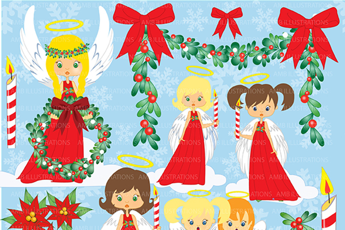 Christmas Angels Clipart AMB-279
