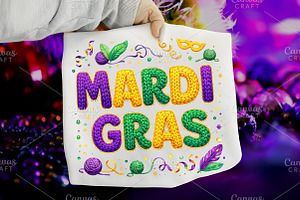 Faux Yarn Mardi Gras PNG, an Illustration by Canvas Craft