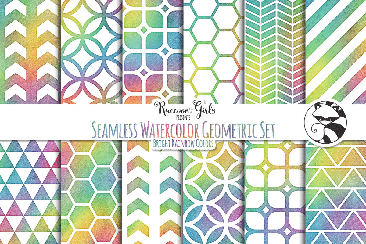 Seamless Watercolor Geometrics BR, a Pattern Graphic by RaccoonGirl Design (Photo 1 of 3)
