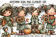 Autumn Kids PNG Clipart Set, a Seasonal Illustration by OK Design (Thumbnail 1 of 6)