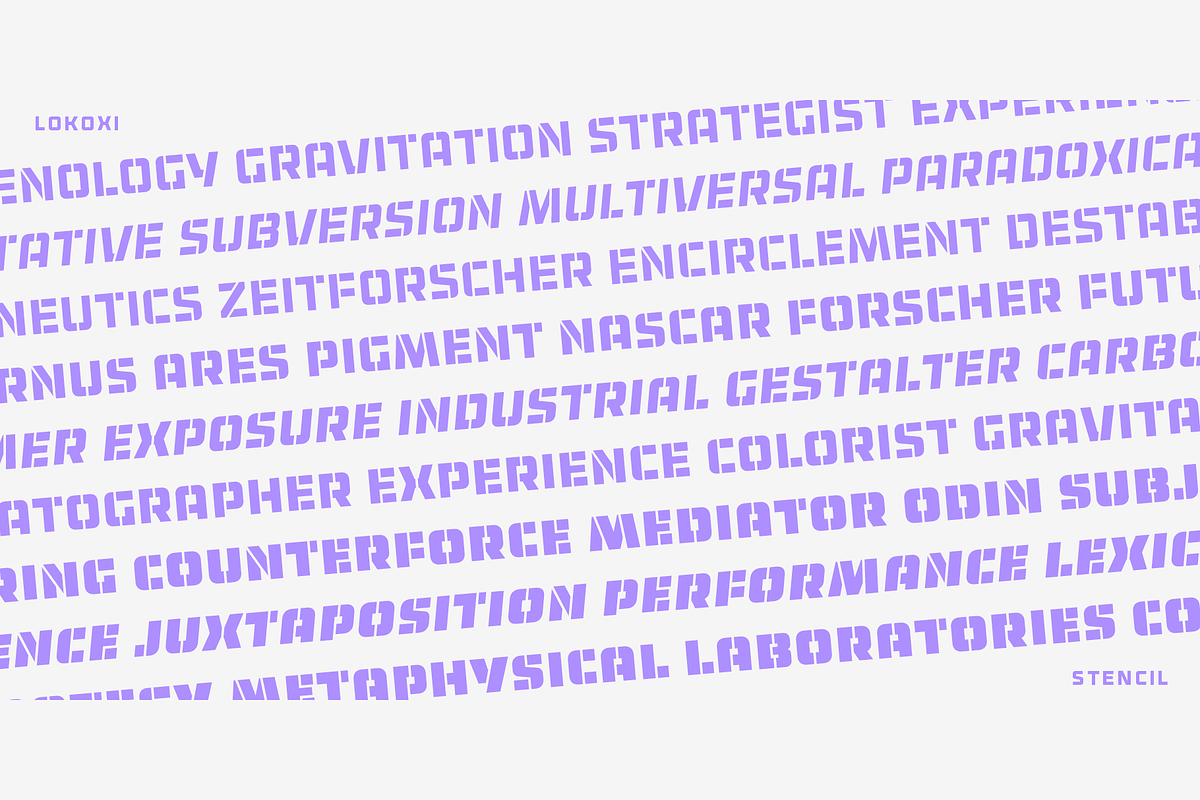 Lokoxi Stencil - Standard Family, a Sans Serif Font by Anfound Type (Photo 14 of 14)