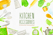 watercolor kitchen clipart, an Object Illustration by Autumn Breeze (Thumbnail 1 of 2)