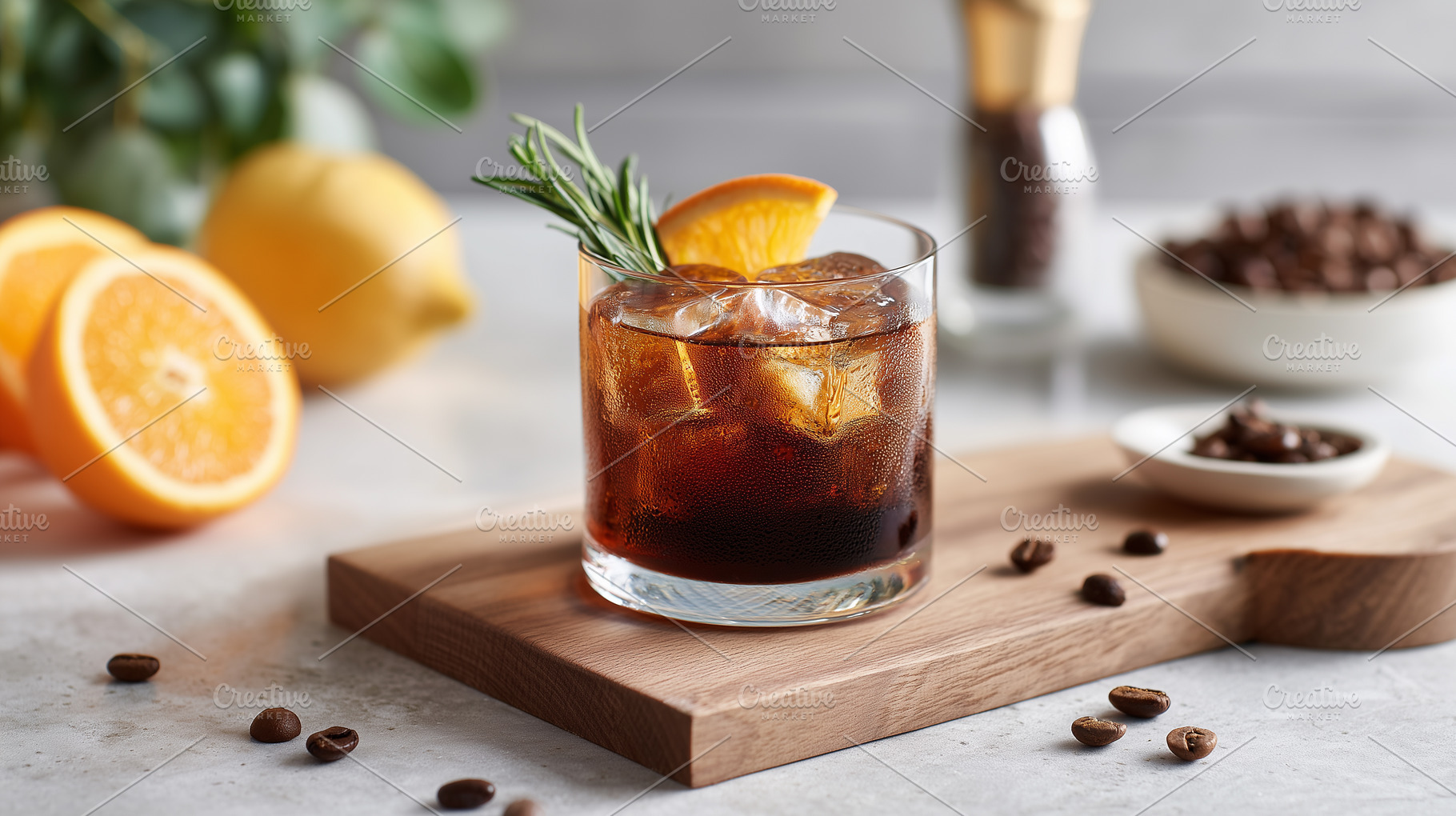 Refreshing iced coffee with orange, a Food & Drink Photo by MistyDay