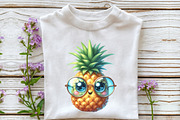 Watercolor Cute Pineapple Clipart, a Seasonal Illustration by Rose Art (Thumbnail 4 of 7)