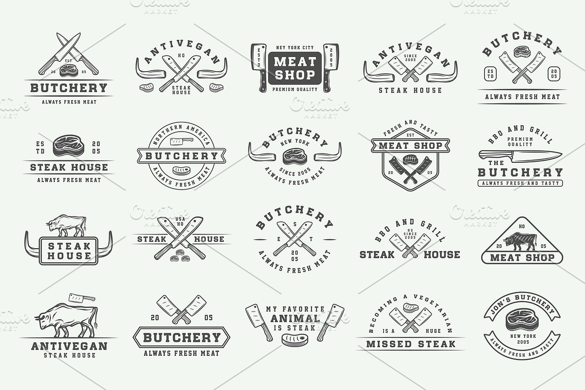 Vintage butchery emblems, a Branding & Logo Template by AkimD (Photo 9 of 15)