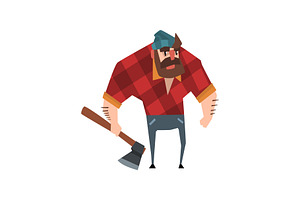 Strong Bearded Woodcutter Character