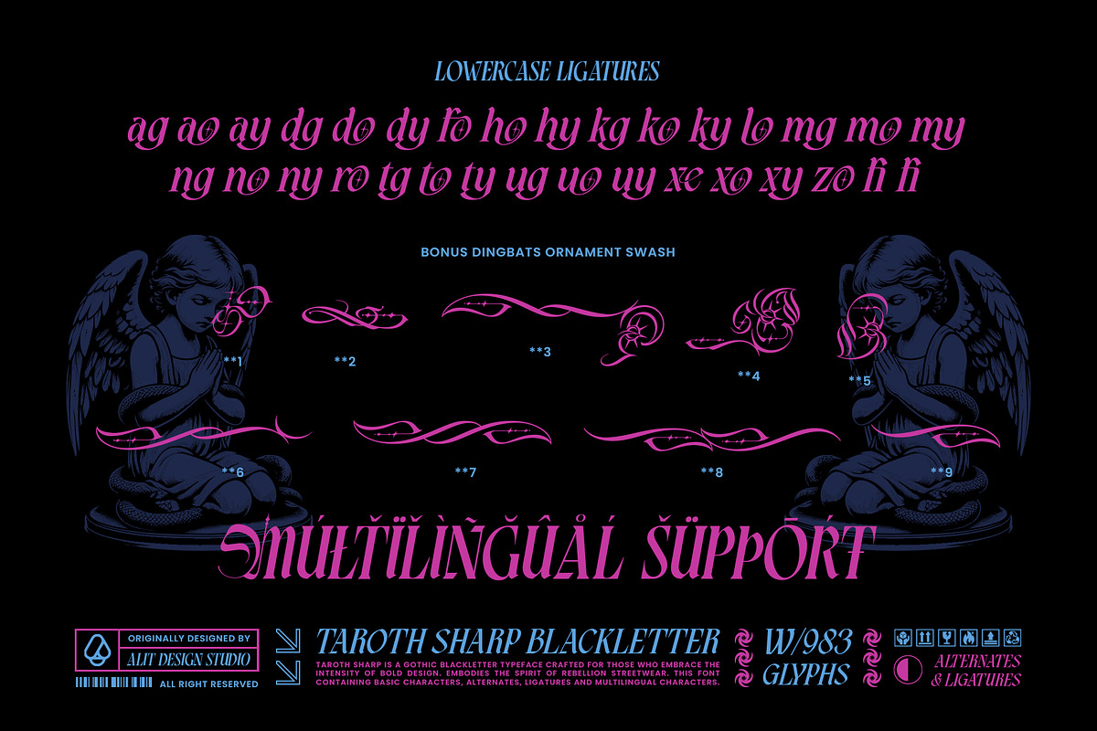 Taroth Sharp Typeface, a Blackletter Font by alit design (Photo 15 of 17)