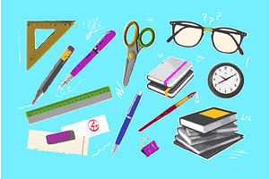 Stationery halftone collage. School, an Education Illustration by Stock-Smart-Start