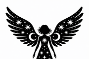 starry angel wings silhouette, an Illustration by Amazin_art (Thumbnail 5 of 21)