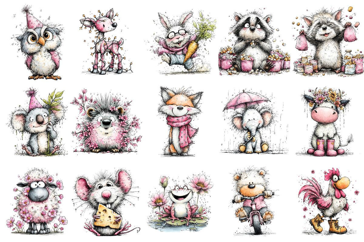Whimsical Funny Animal Clipart, an Illustration by OK Design (Photo 3 of 6)