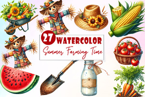 Summer Farming Time Clipart PNG, an Illustration by Watercolor design