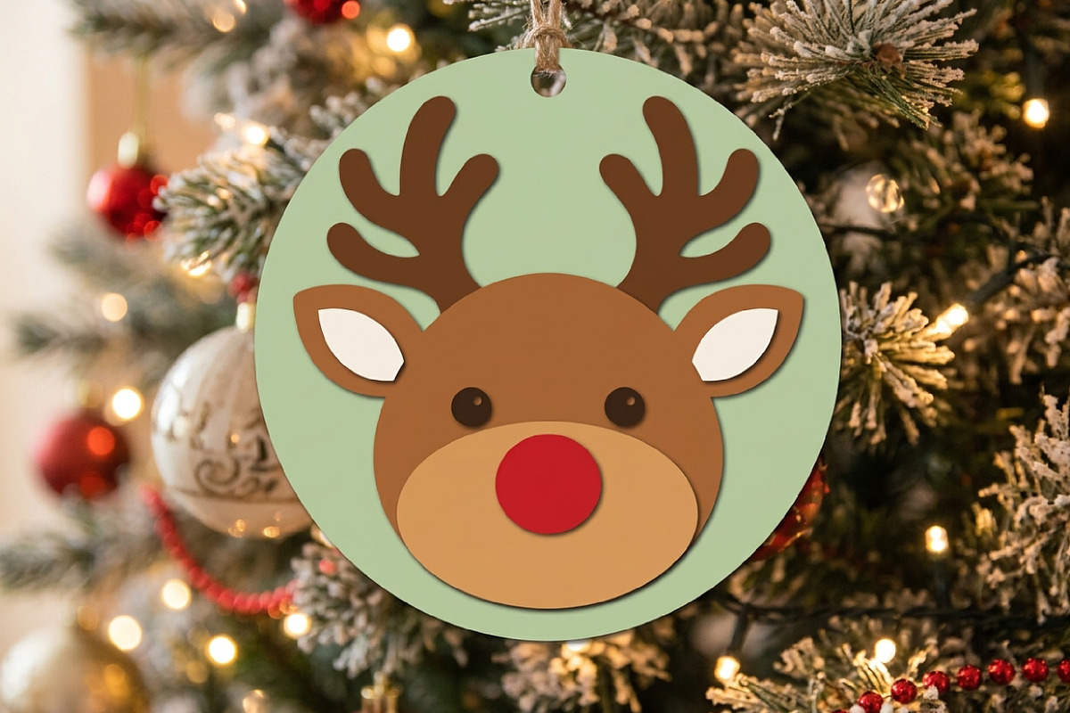 Reindeer Ornament Laser Cut File, an Object Graphic by Libby Wishes (Photo 2 of 3)