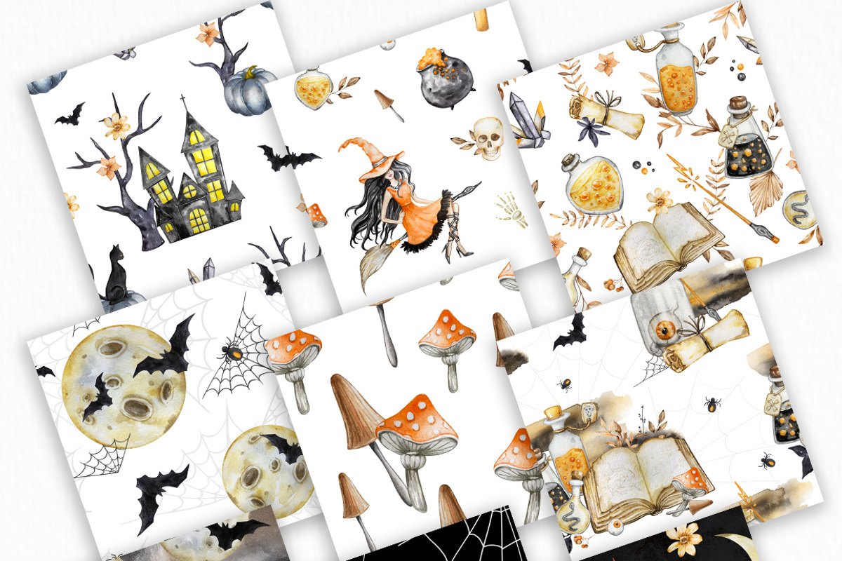 Watercolor Halloween Patterns, a Pattern Graphic by SvetaArtStore (Photo 2 of 5)