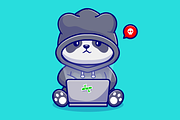Cute Panda Hacker Operating Laptop, an Animal Illustration by Catalyst Labs (Thumbnail 3 of 3)