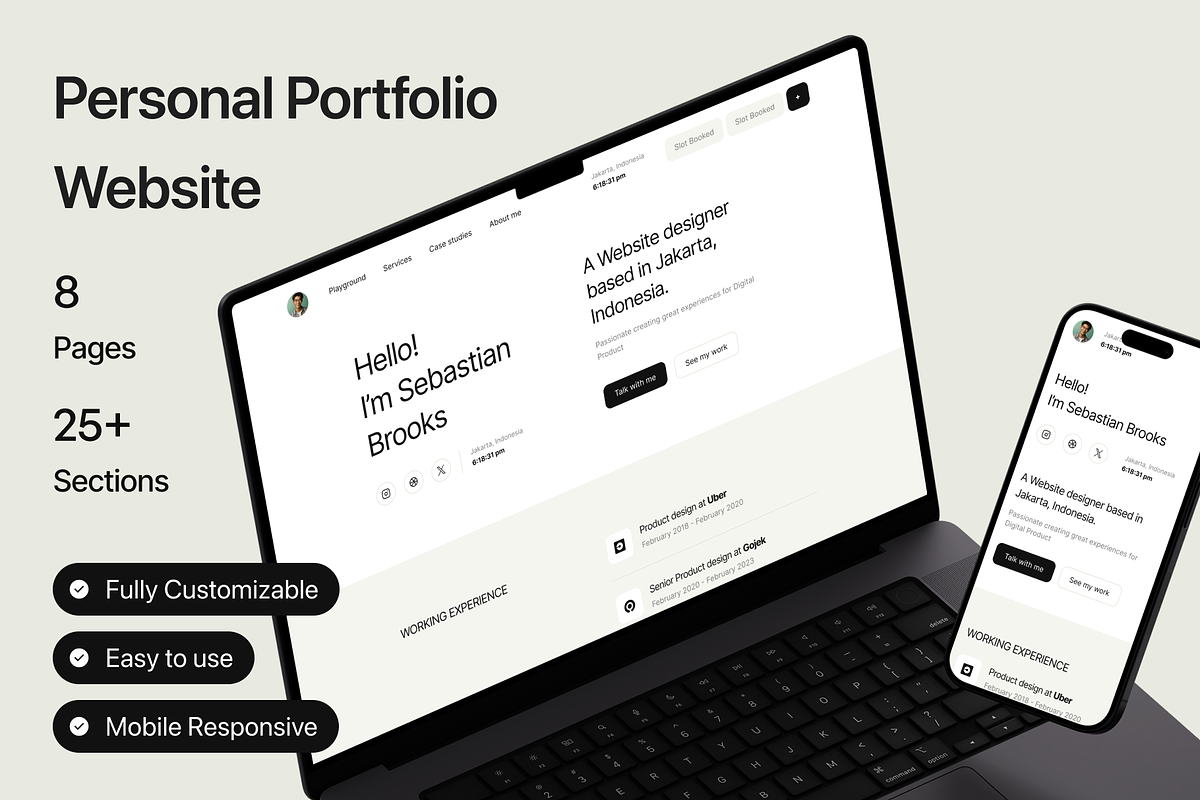 Brooks - Portfolio Website Template, a Landing Page Template by Somesquare Supply (Photo 1 of 6)