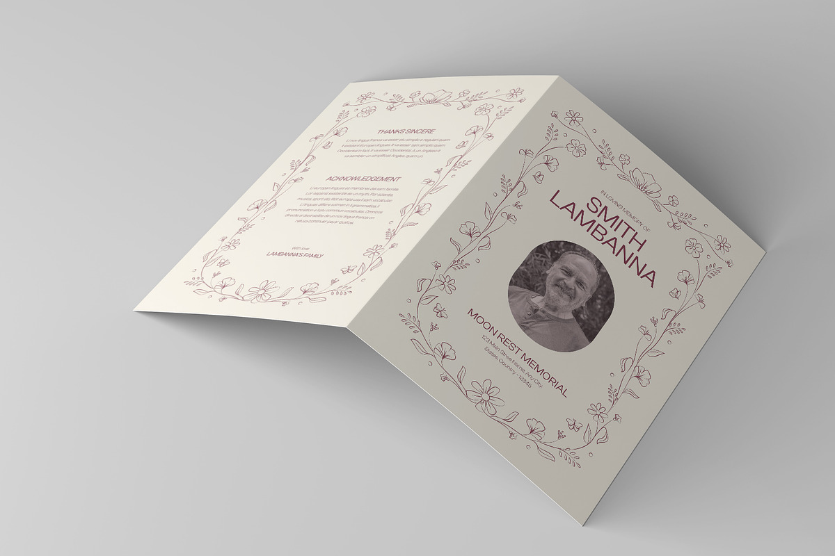 Minimal Floral Funeral Program, a Brochure Template by Neermana (Photo 3 of 4)