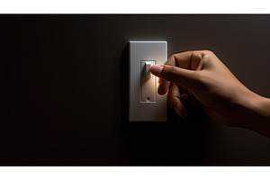 hand turn on light switch ai, a Technology Photo by pikepicture