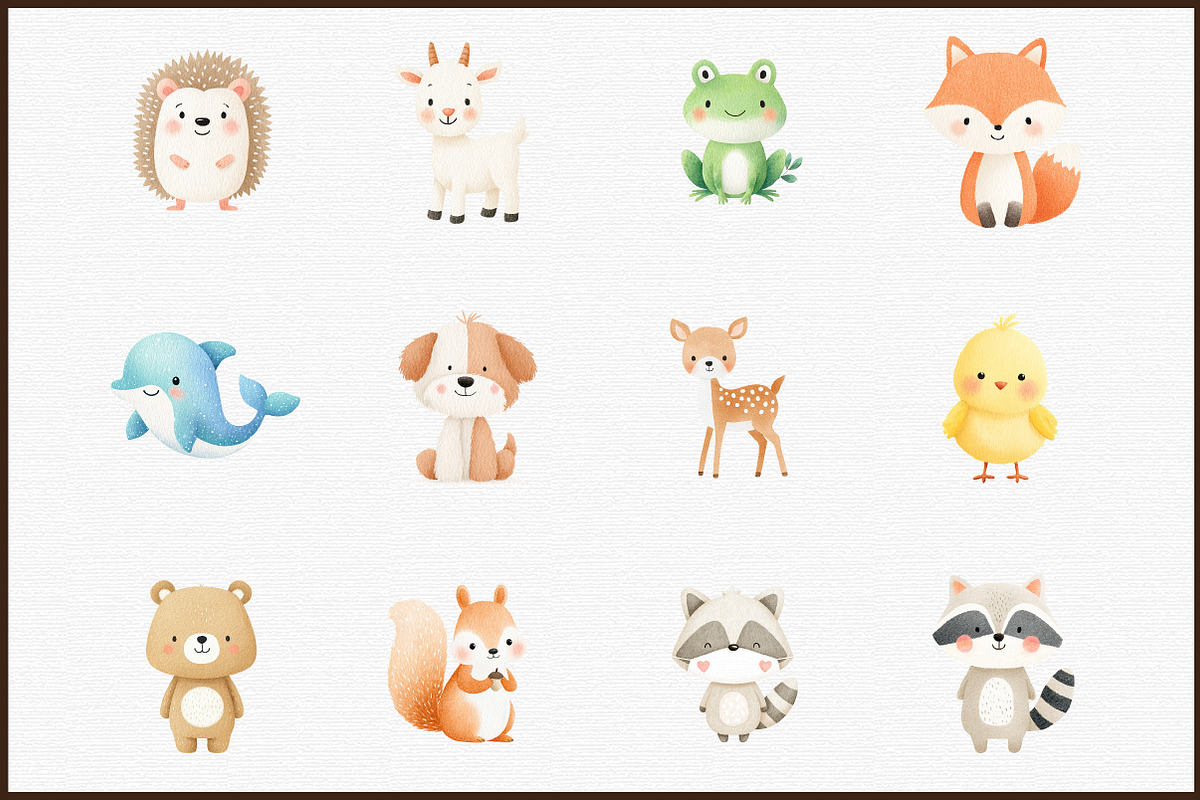 Baby Animals Watercolor Clipart Set, an Animal Illustration by Sublimation Artist (Photo 3 of 6)