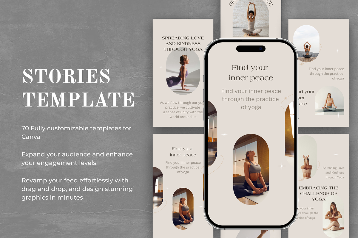 Yoga Instagram Stories Pack Canva, a Social Media Template by VeliusCreativeStudio (Photo 7 of 9)