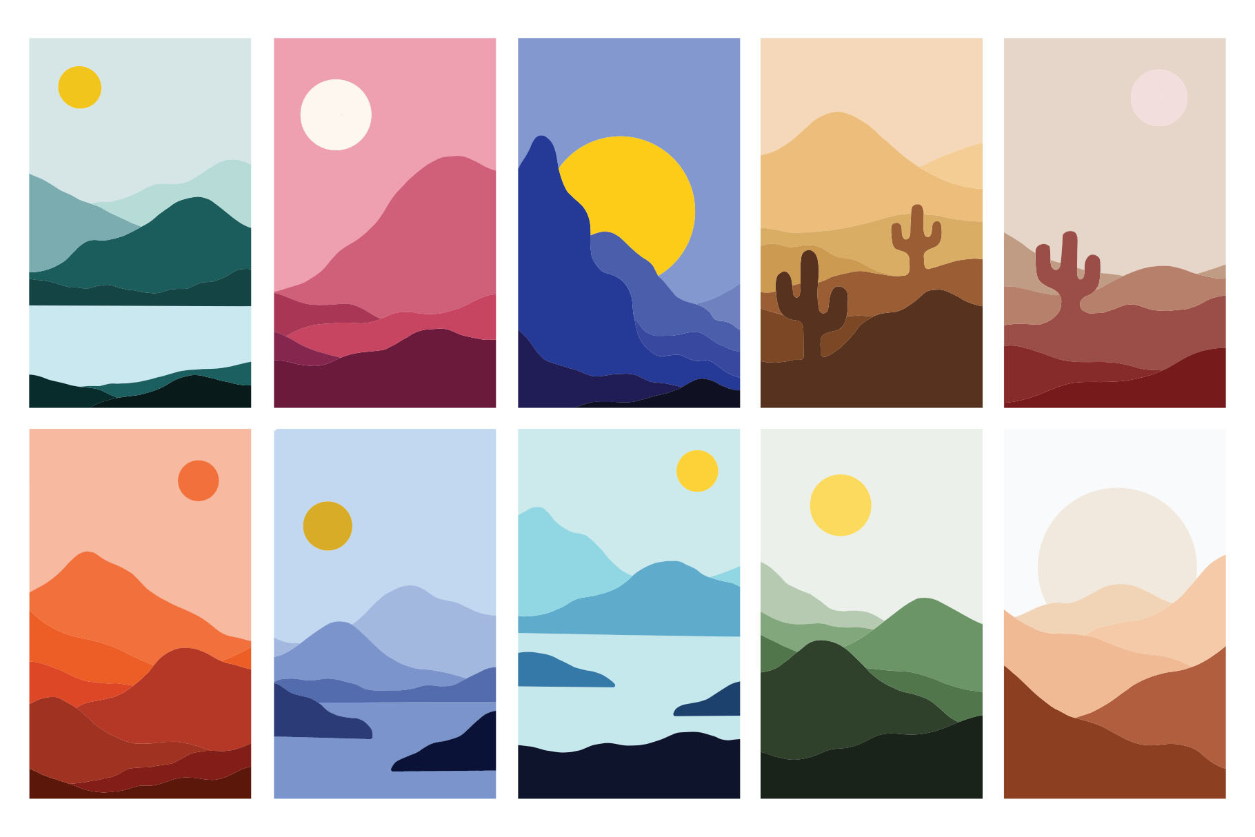 10 Landscape Flat Design, a Decorative Illustration by freeject.net