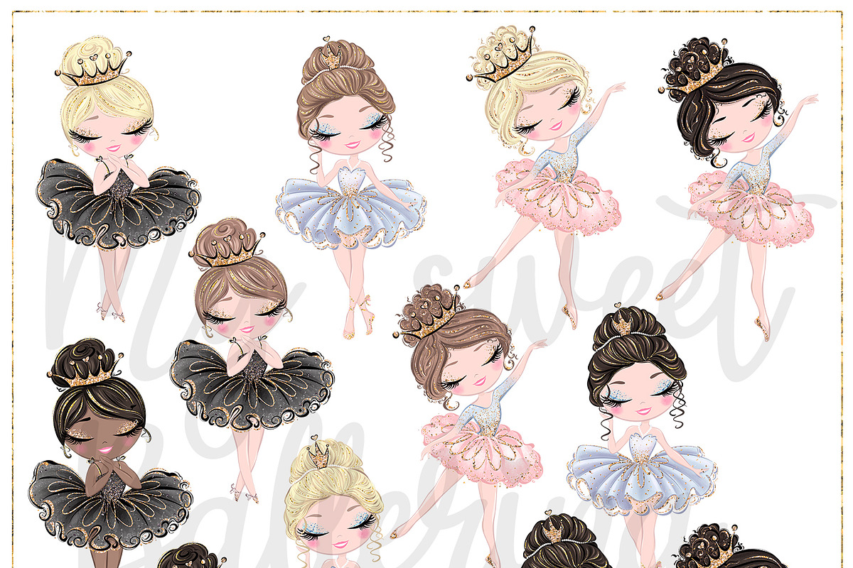 Ballerina Hand Drawn Clipart, a Decorative Illustration by Masha  Studio (Photo 1 of 8)