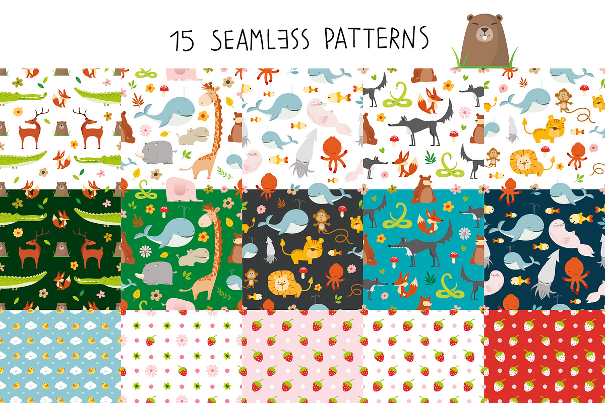 Cute Wild animals Illustration set, an Animal Illustration by Pingebat (Photo 10 of 11)