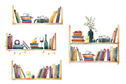 watercolor bookshelf with books set, a Decorative Illustration by Kamenuka (Thumbnail 3 of 4)